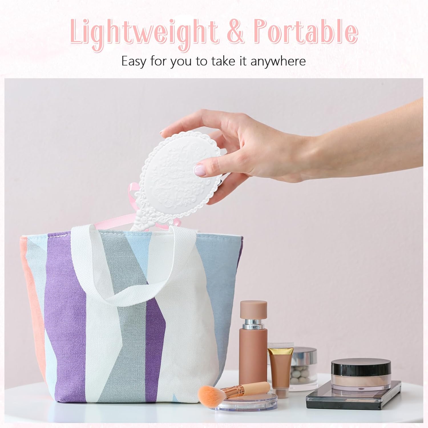 Beeveer 36 Sets Vintage Handheld Mirror Bulk Retro Embossed Compact Princess Makeup Mirror with Handle with Organza Bags for Princess Party Favors Travel Wedding Bridal Shower Gifts