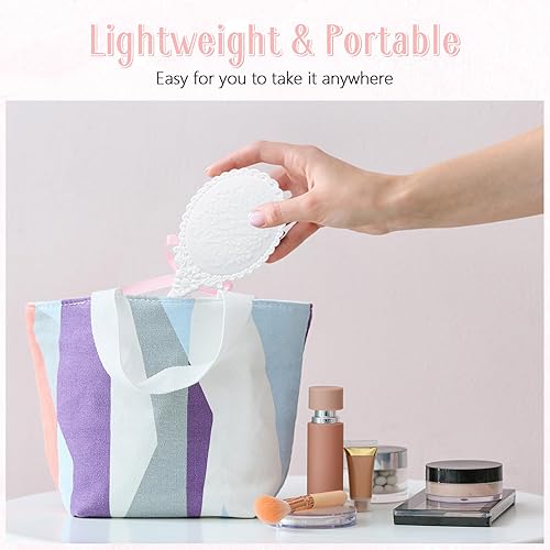 Miniatura 7 de 36 juegos de espejos de mano vintage a granel retro en relieve compacto de princesa espejo de maquillaje con asa con bolsas de organza para regalos