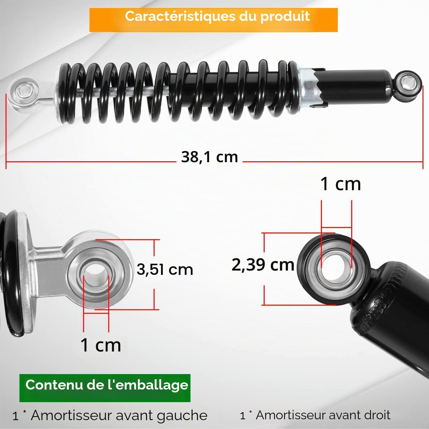 AM129514 Kit de suspension de roue avant d'amortisseur compatible avec John Deere Gator 4X2 6X4 TE TH TS TX Véhicules utilitaires de pelouse Amortisseur avant gauche et droit Ressort à vis