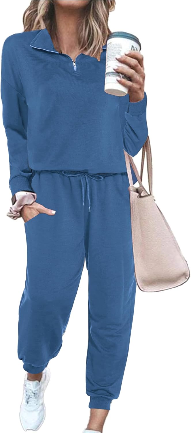 ELESOL Tracksuit for Women Set Casual Sweatsuits with Quarter 1/4 Zip Jogger Lounge Sets