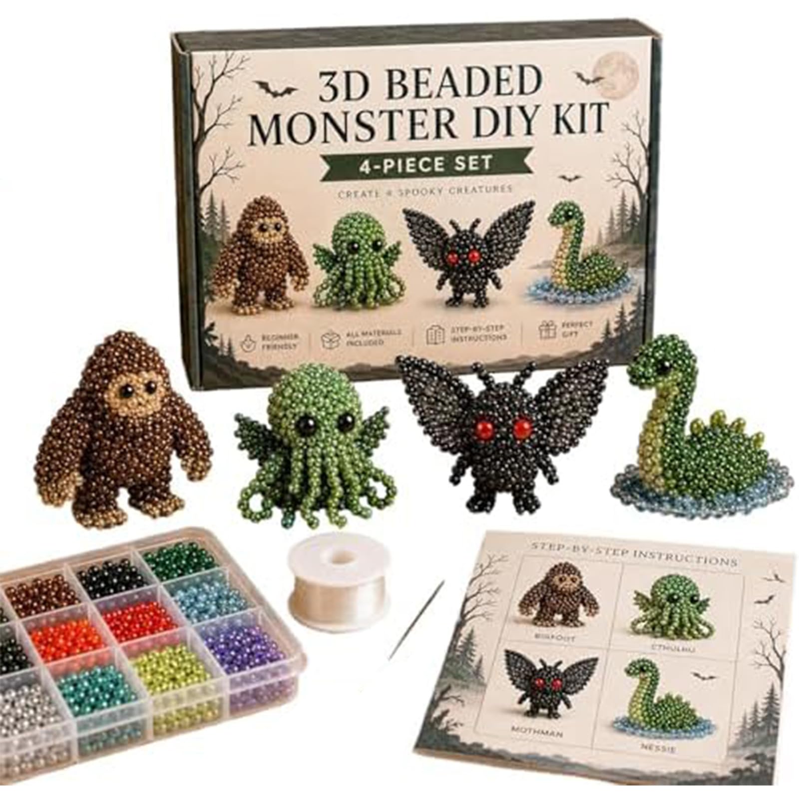 DIY 3D Animal Beadwork Crafts Kit Complete Accessories Cute Bead Craft Set 3D Beaded DIY Kit for Crafting Enthusiasts Girls Women Teens Adults