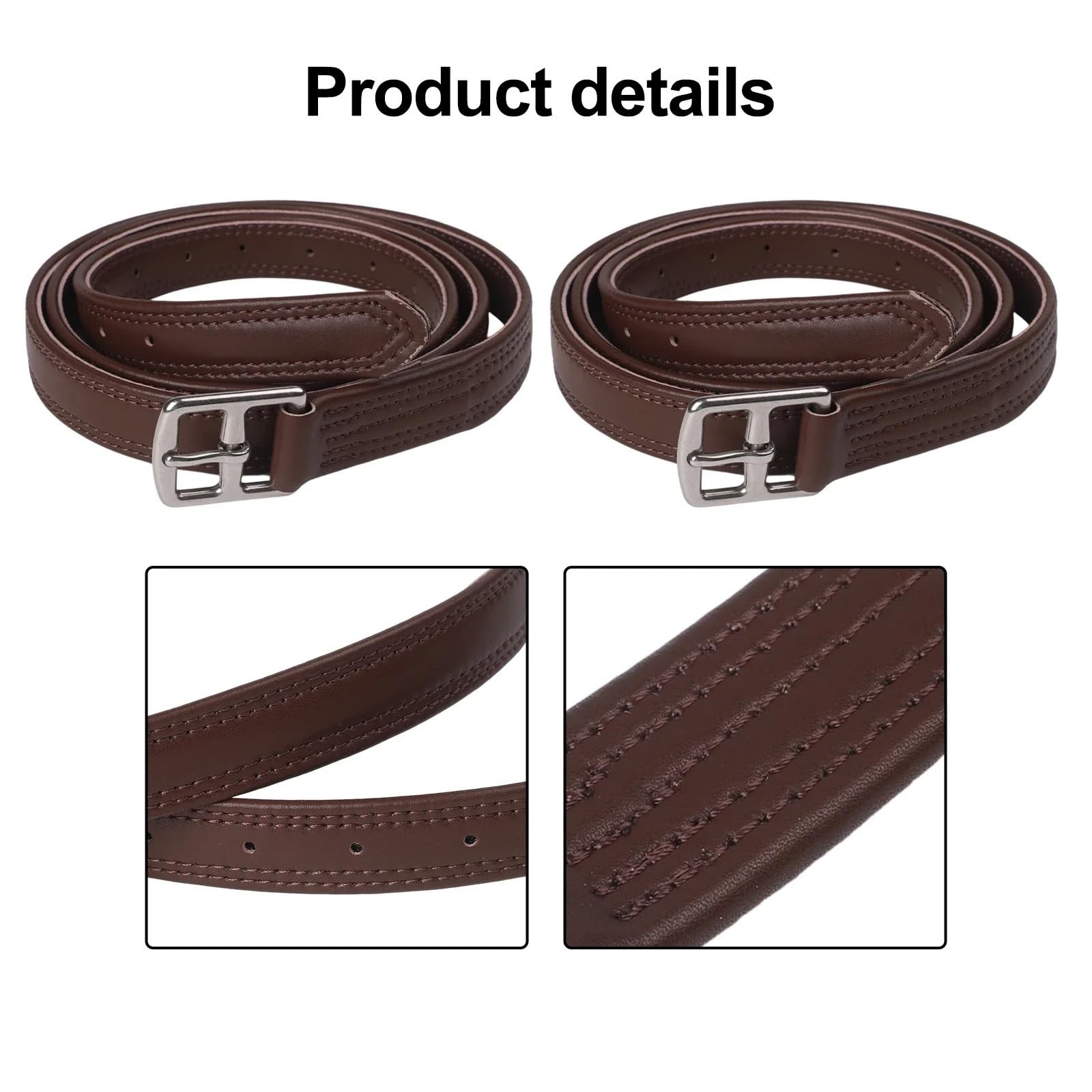 2pcs Leather Stirrup 125/135cm Microfiber Soft Strap Metal Buckle with Adjustment Holes, Equestrian Supplies Accessories Für Dressur(Black 135cm)