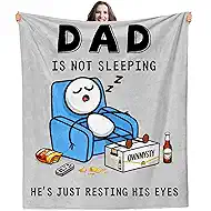 Funny Birthday Gift for Dad Husband, Fathers Day Dads Gifts from Daughter Son, Soft Flannel Throw Blanket for Bed Sofa Napping Camping, Dad is Not Sleeping Blanket, 60" x 50"