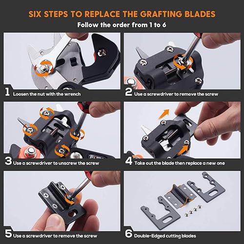 Vista 8 de FUJIWARA Herramienta de injerto de jardín, kit de poda multifuncional, injerto en U, injerto en V, injerto de Ω, para injerto de ramas de árboles