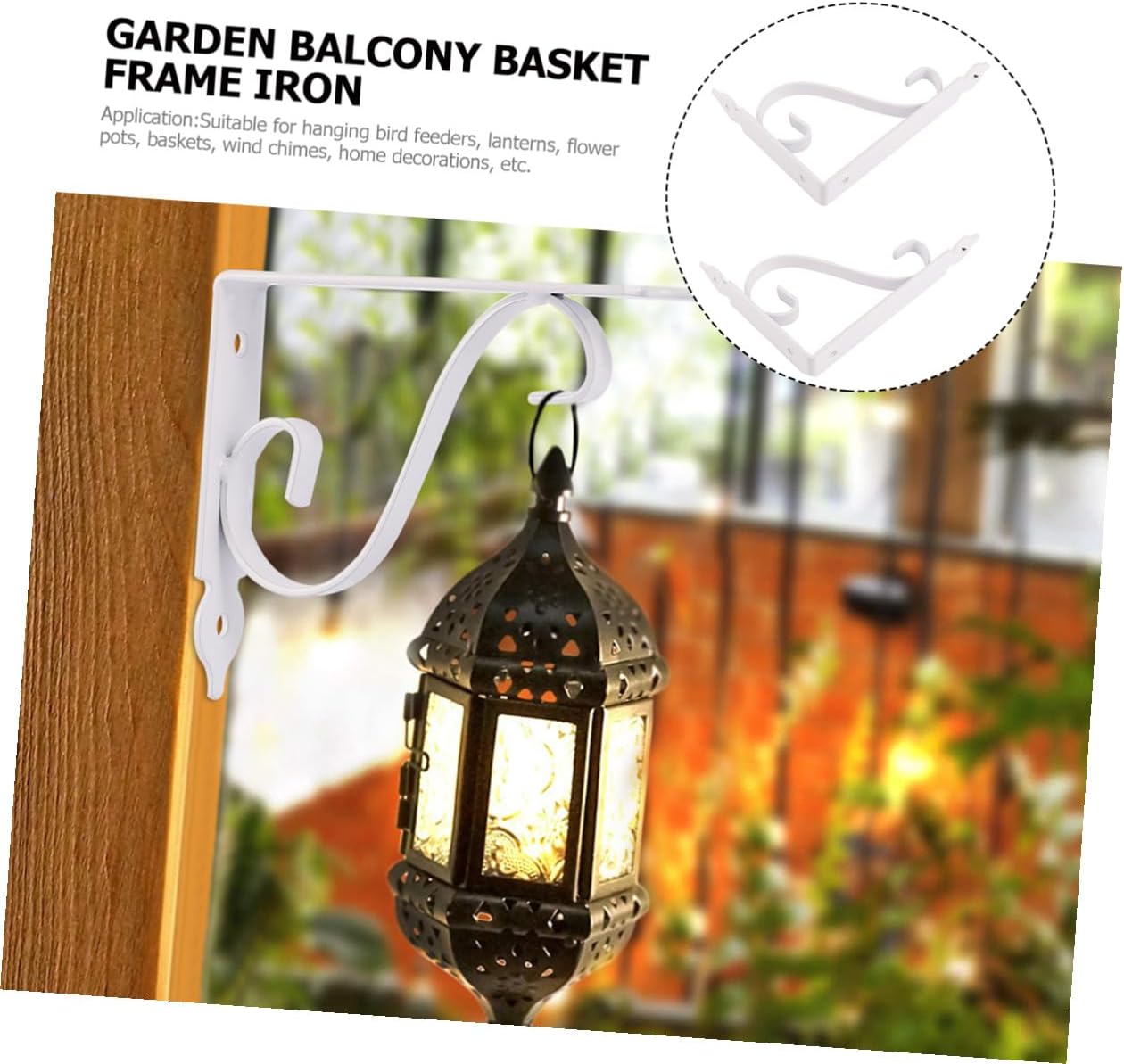 2pcs White Wrought Iron Hanging Bracket Plant Hooks for Garden Balcony Flower Pot Wall-Mounted Plant Hangers 150mm Sturdy Outdoor Hanging Basket Holders