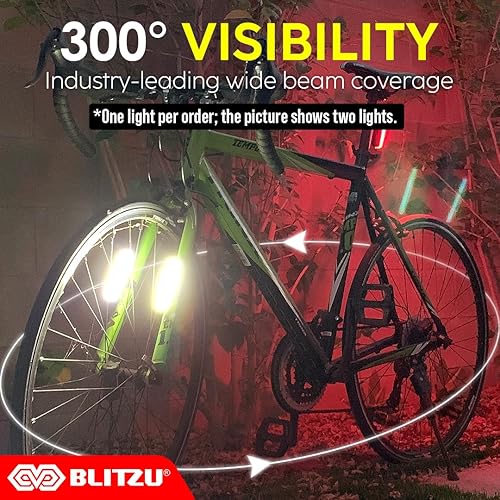 Miniatura 5 de BLITZU 2024 Cyborg 200H Bike Headlight o 200T Tail Light USB-C recargable LED Luces de bicicleta Set delantero trasero conducción nocturna,