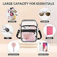 Vista 6 de Bolso cruzado transparente Blvornl con correa de hombro ajustable, bolso de PVC aprobado para estadios, bolso de mensajero Claro