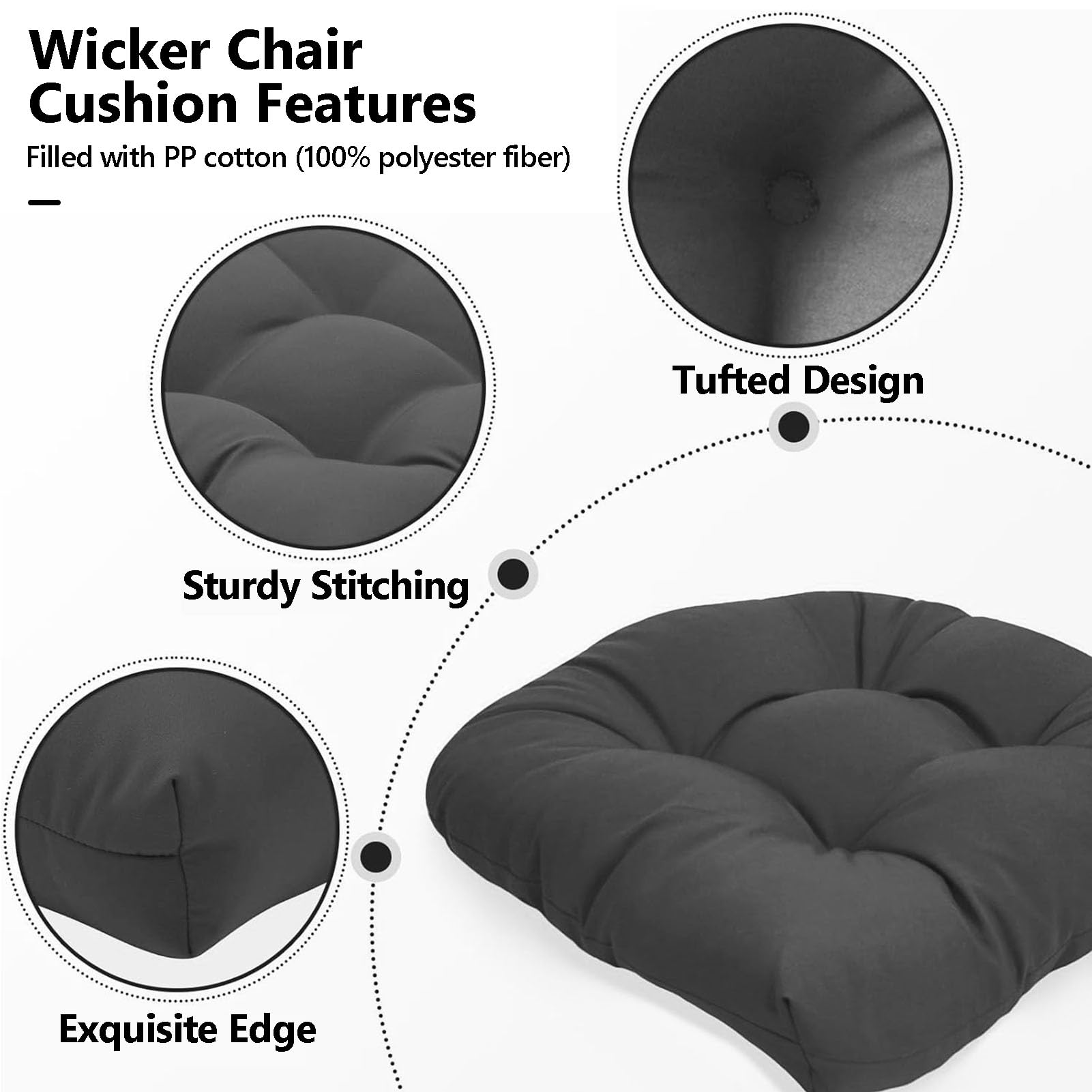 Pack 2 Cojines Lounge Exterior, Cojin Asiento Muebles Mimbre Jardín, Suave y Acogedor Impermeable Cojín de Sillón, Ideal para Comedor Terraza Sala y Restaurante D