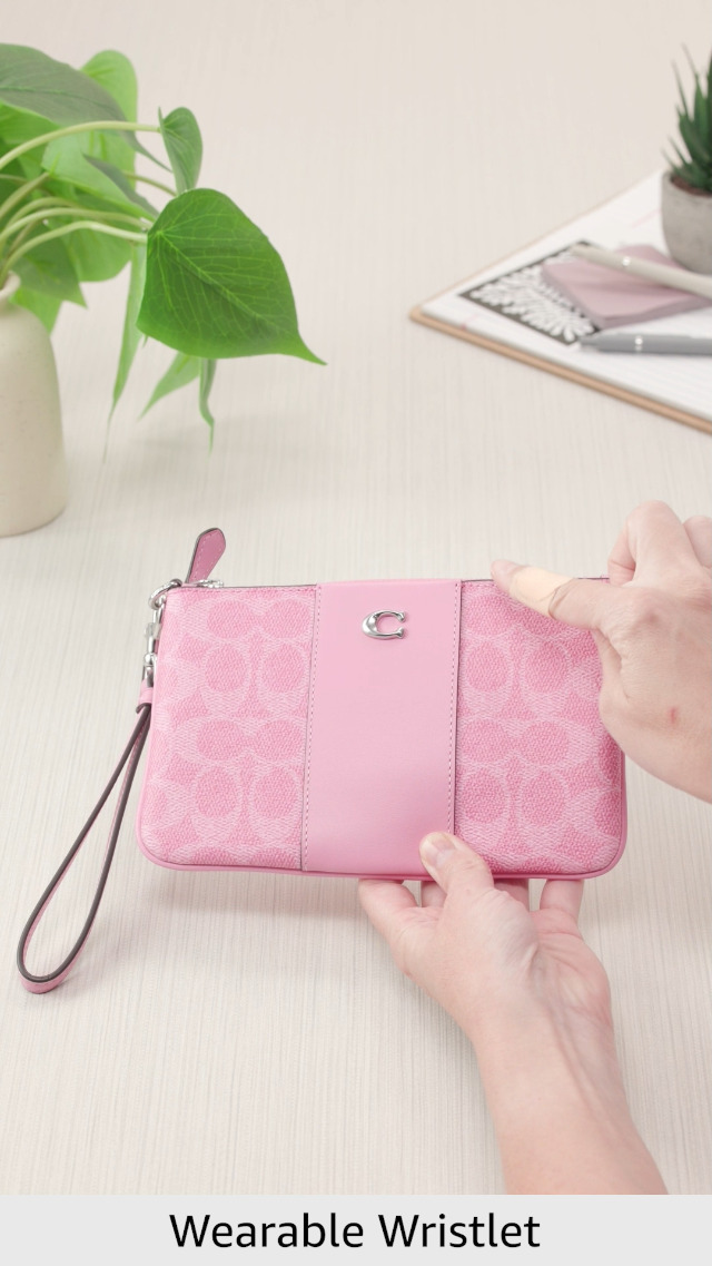 Coach Women's Signature Small Wristlet, Vivid Pink: Handbags