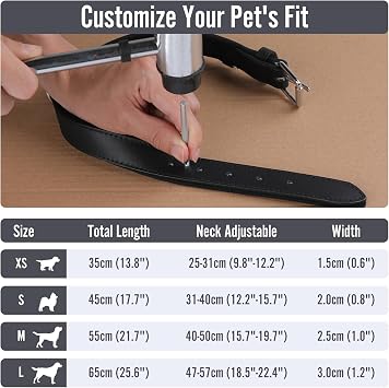 Grand Line Leather Collar, Wider & Thicker Durable with Soft Padded, Adjustable for Small to Large Dogs & Cats (Black, XS)