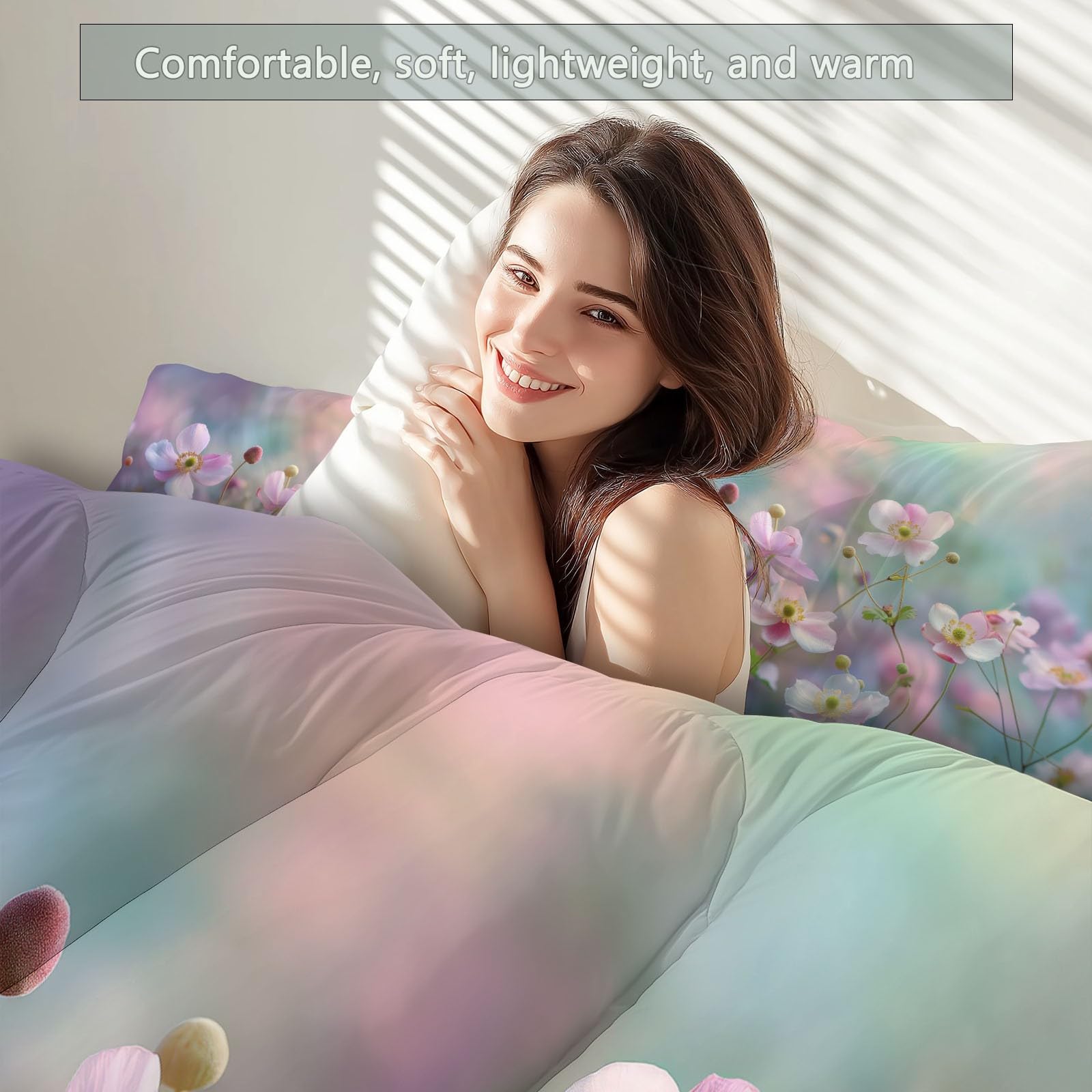 CozyRest Edredon Relleno nordico Cama Infantil Algodón - Floral Encantador Rústico Cama 105 - Bebe rellena Juego de Manta 200x200 cm con Almohada 50 x 75 cm por niños e niñas