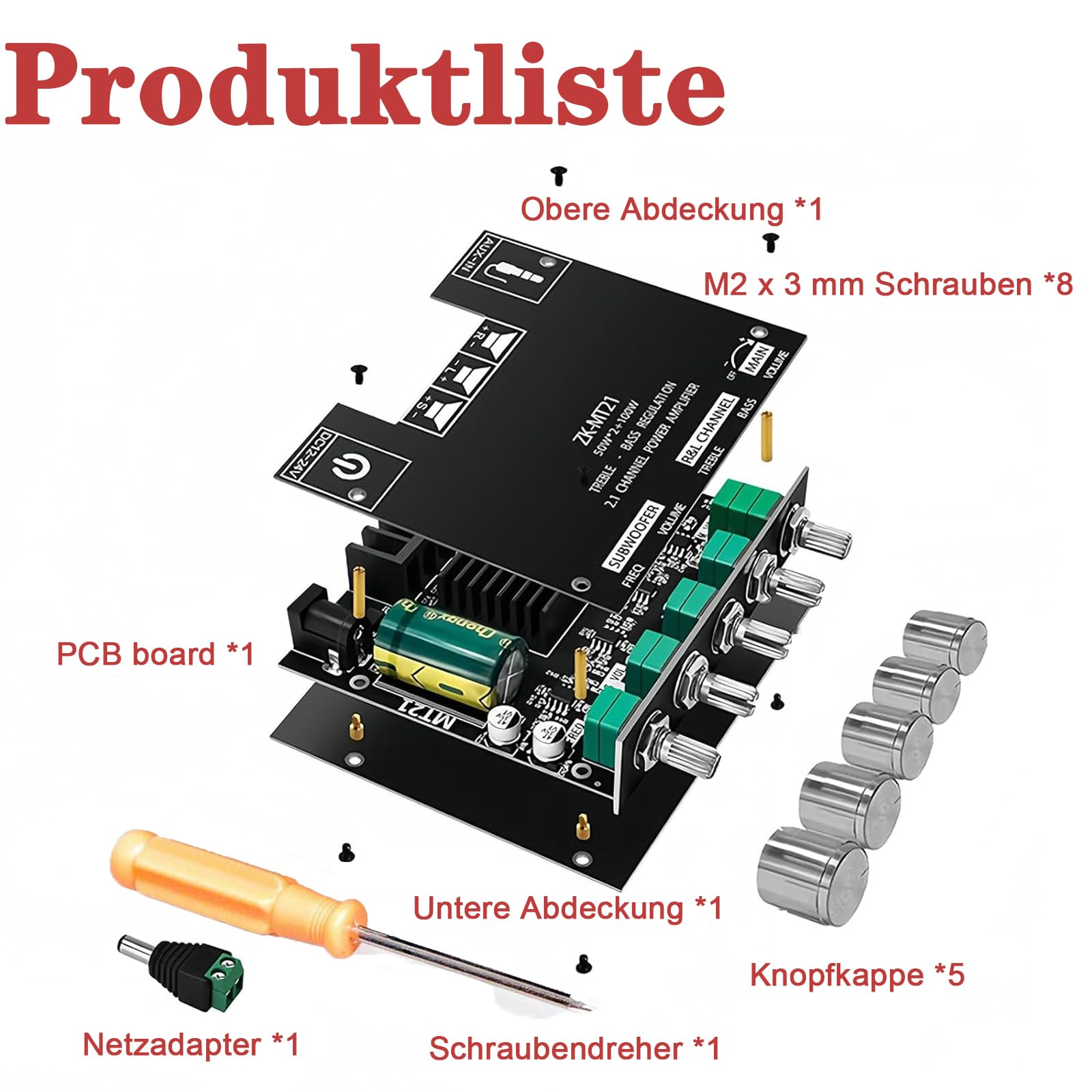GERUI Modulo Amplificatore Audio ZK-MT21 2.1 Canale Scheda Amplificatore di Potenza Digitale Bluetooth