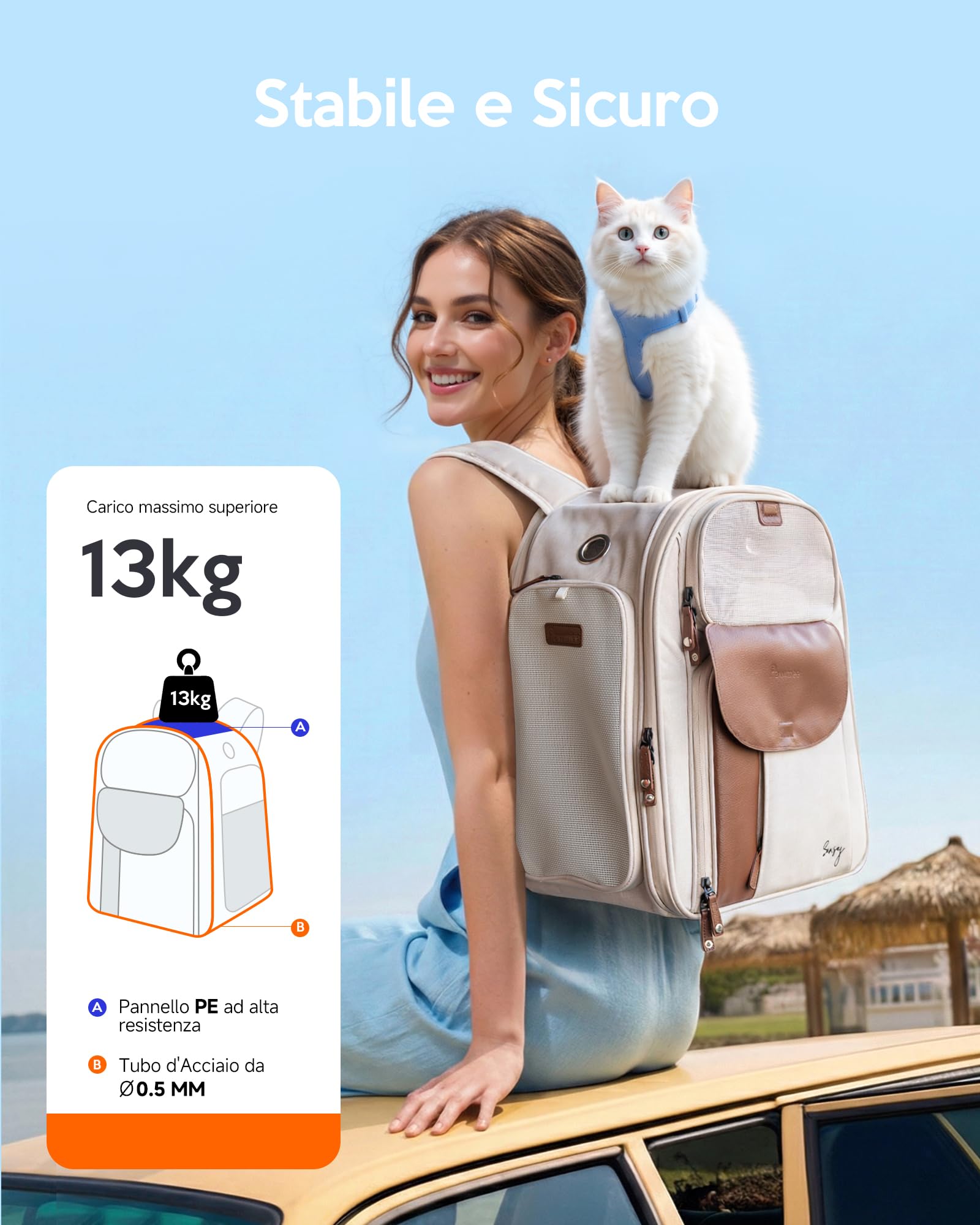 Zaino per Gatti con Portalettiera, Pawmee x Sensej, Portatile e Salvaspazio, Zaino Espandibile con Rete Traspirante, per Gatti Fino a 8kg, Ideale per Viaggi, Escursioni, Black Green