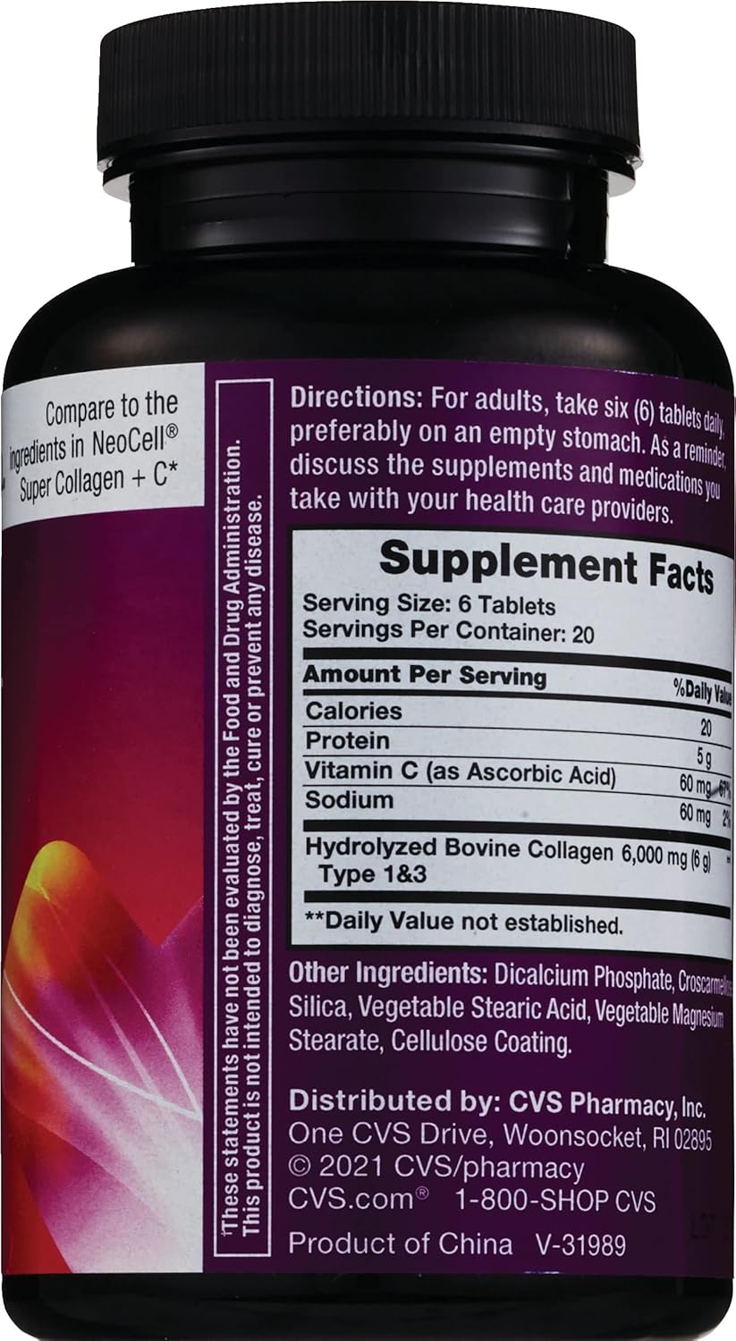 CVS Health Collagen + Vitamin C, Skin & Nail Health Dietary Supplement Tablets, 120 CT image 2 of 2 B0BQ3C2TXS