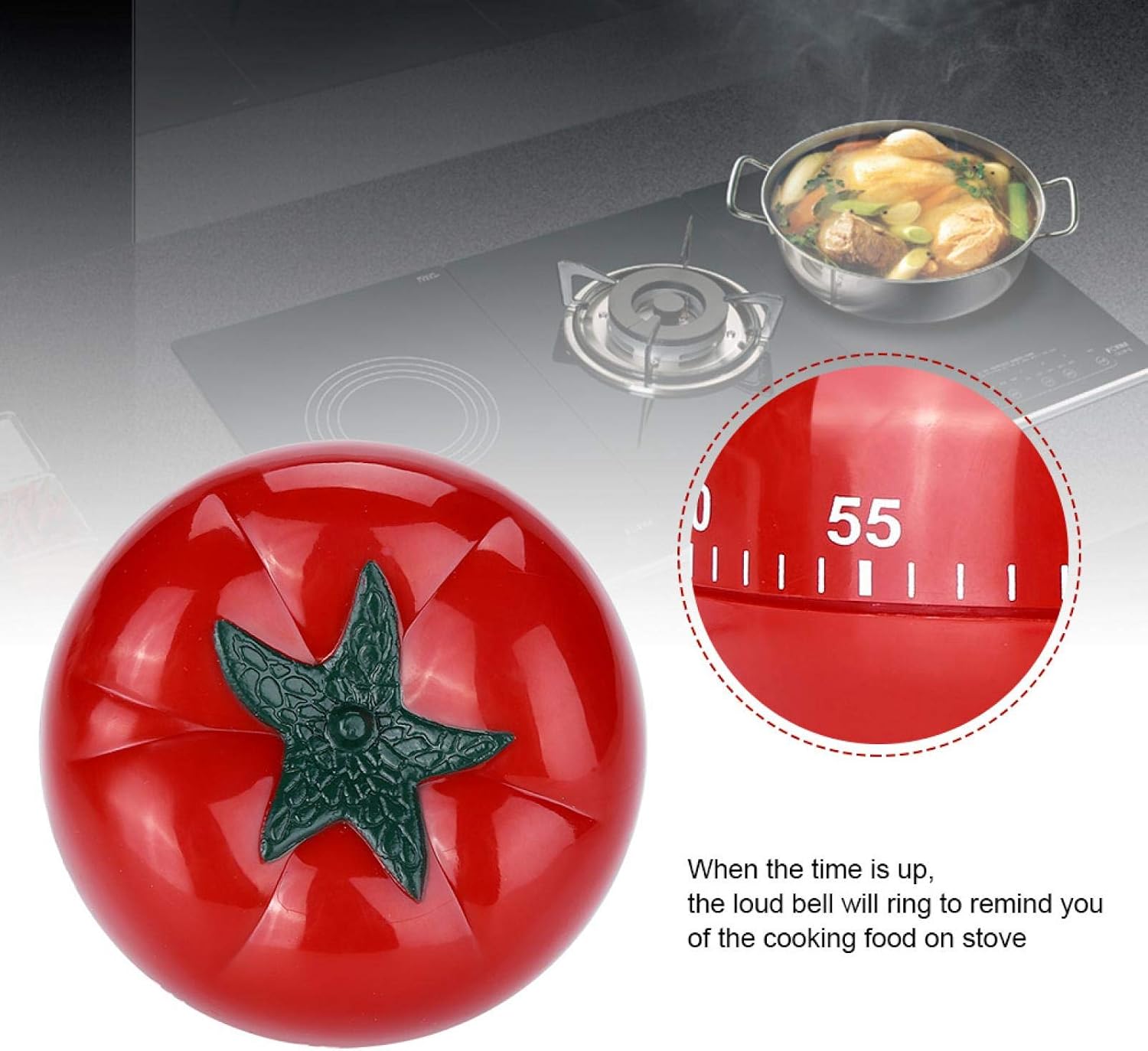 Tomato Style Mechanical Kitchen Timer | Easy-to-Use, No Battery | Perfect for Cooking and Baking | Cute and Decorative Timer Clock with Alarm Fast Setting