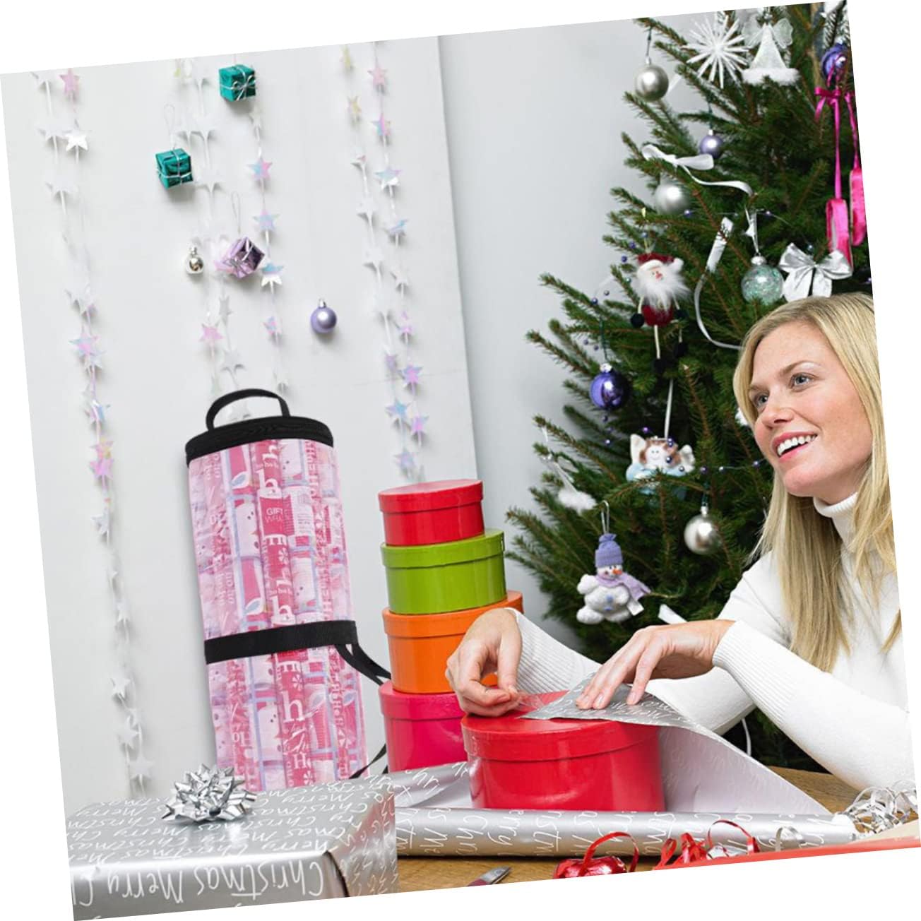 FOMIYES 3pcs Christmas Storage Bag Multi-use Cylindrical Holding Bag for Party Supplies Transparent Zipper Design for Easy Storage and Visibility for Wrapping and Organizing Presents