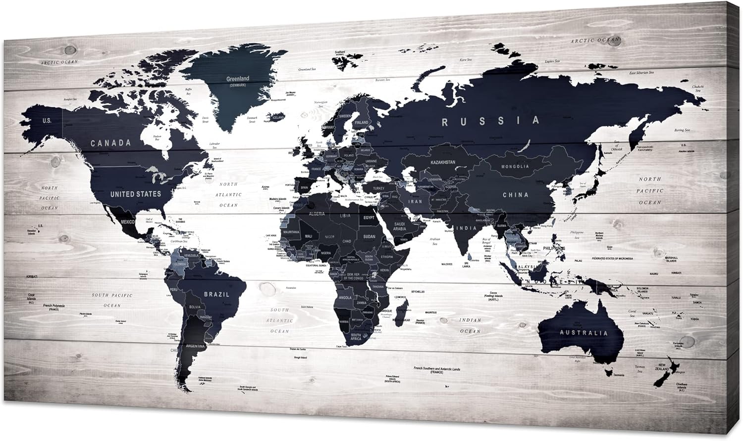 World Map Wall Art Canvas Print Poster Vintage Photos Painting Nautical Office Decor - 1 Panels Large Modern Framed Wall Art Map of The World Canvas Wall Art for Living Room Home Decor 40x20inch 40L" x 20W" Vintage World Map