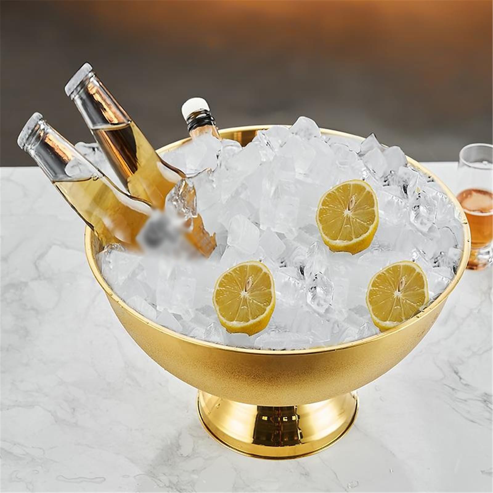 Portabilidad Tina grande for bebidas con cubo de hielo acero inoxidable | For botellas de vino, champán o cerveza.(Silver)
