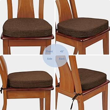 BUYUE Thickened 2.5 Friendly Woven Fabric Dining Chair Cushion, U-Shape High Density Foam Comfortable Chair Pad for Kitchen, Slip Resistant Indoor Seat Cushion (1 Piece, Chocolate)