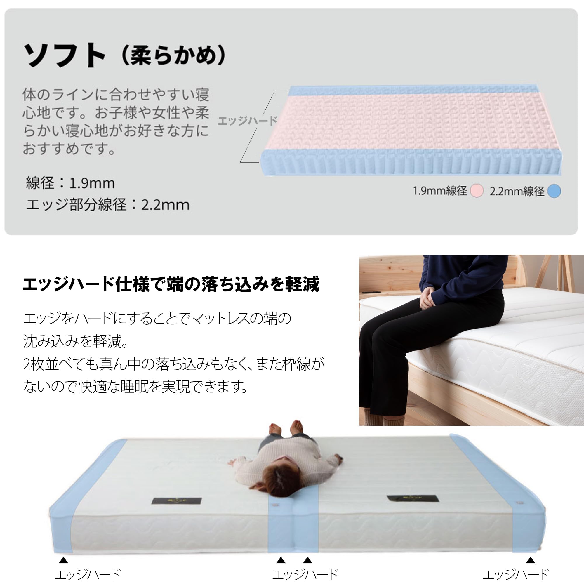 源ベッド 日本製　抗菌仕様ダブルマットレス夜香プレミアム　実物は写真後半に掲載 Amazon.co.jp: 源ベッド ダブルサイズ 日本製【夜香プレミアム2