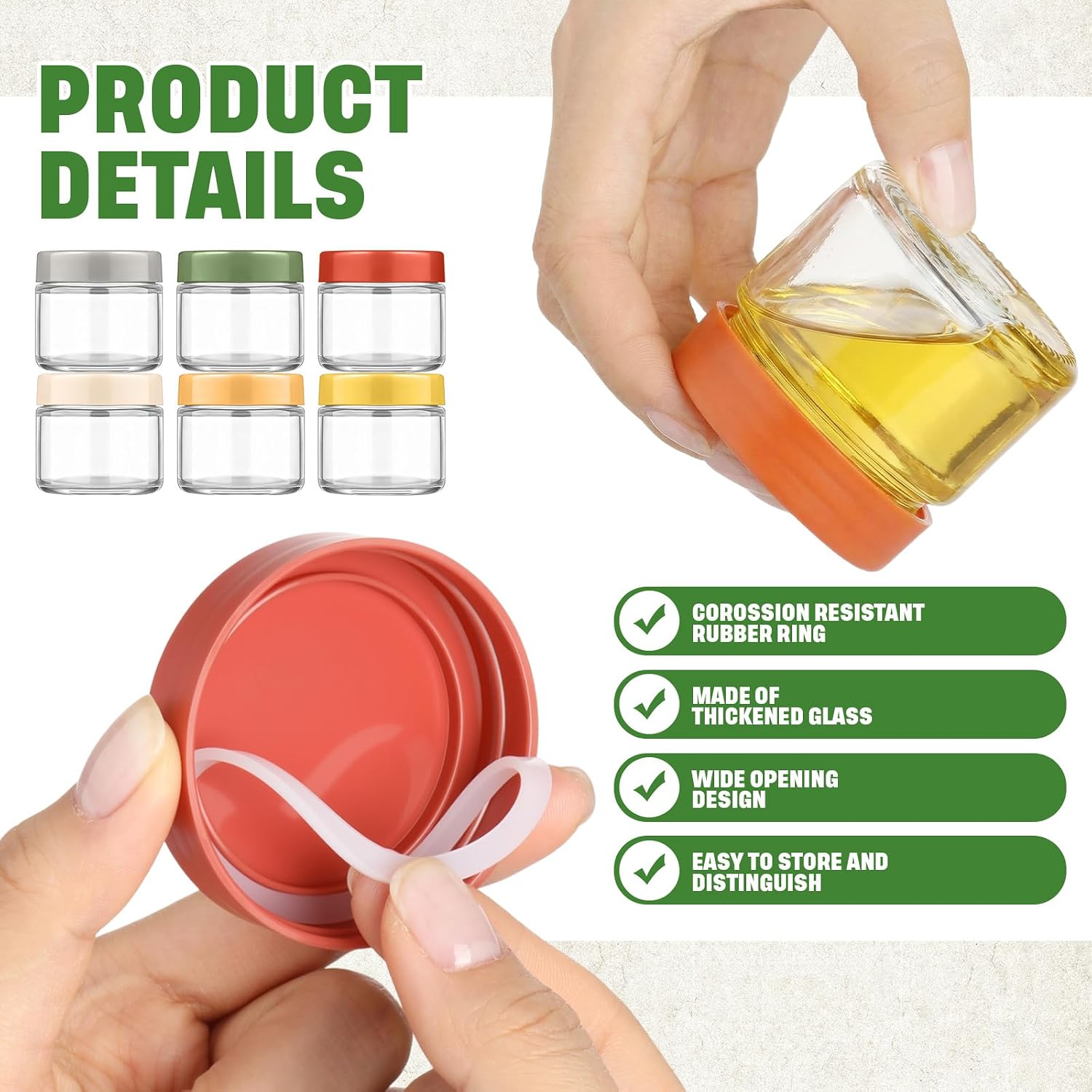10 Pcs 2oz Glass Salad Dressing Containers with Lids, Small Sauce Containers and Mini Condiment Cups Small Mason Jars for Honey, Coffee Beans, Mini Spice Jars Lunch Box Accessories image 3