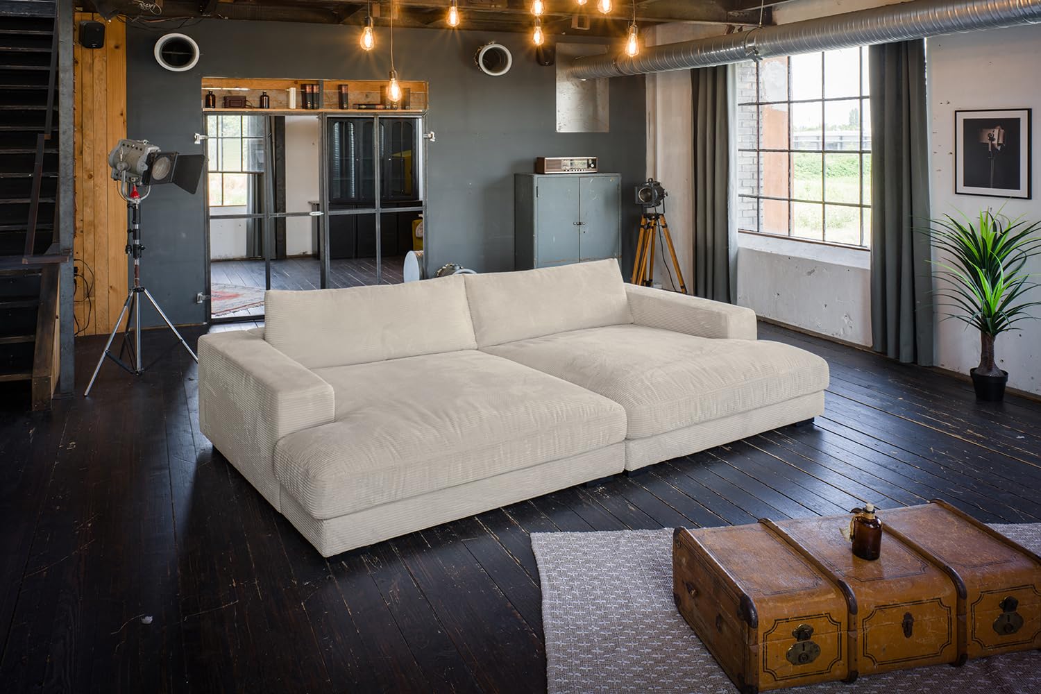 KAWOLA XXL Cord Sofa Madeline I Große Couch im Zeitlosen Design I Gaming und Relax Sofa - 290 x 86 x 170 (BxHxT)