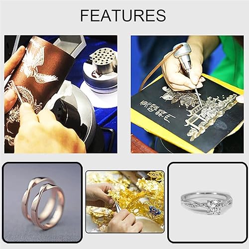 Miniatura 7 de UIBAO Máquina de grabado neumático herramientas de grabado a mano herramientas de fabricación de joyas herramientas de doble cabeza grabadora de