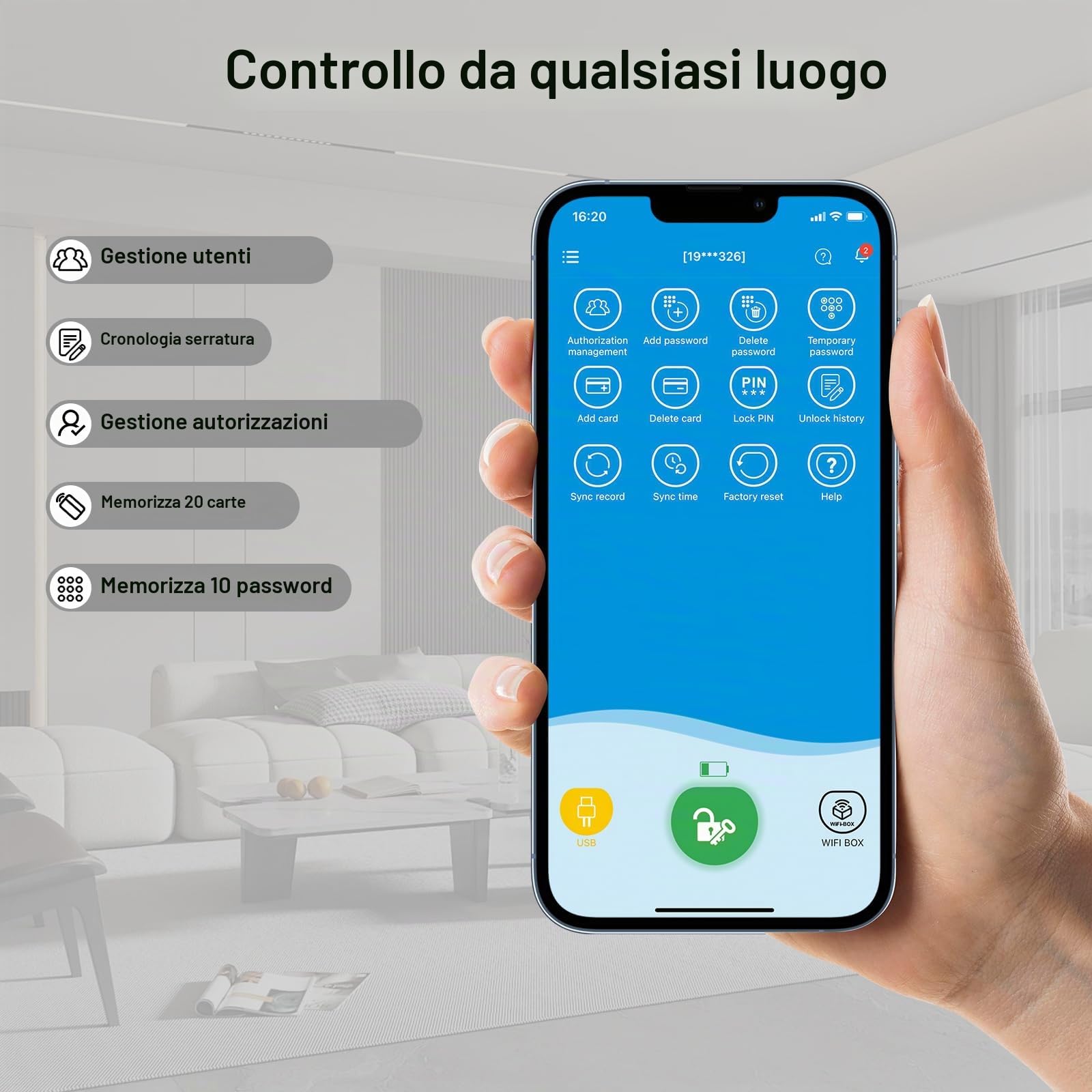 WE.LOCK PB Serratura Smart,serratura porta blindata con password e Bluetooth APP,serratura elettronica wifi,smart lock facile da installare