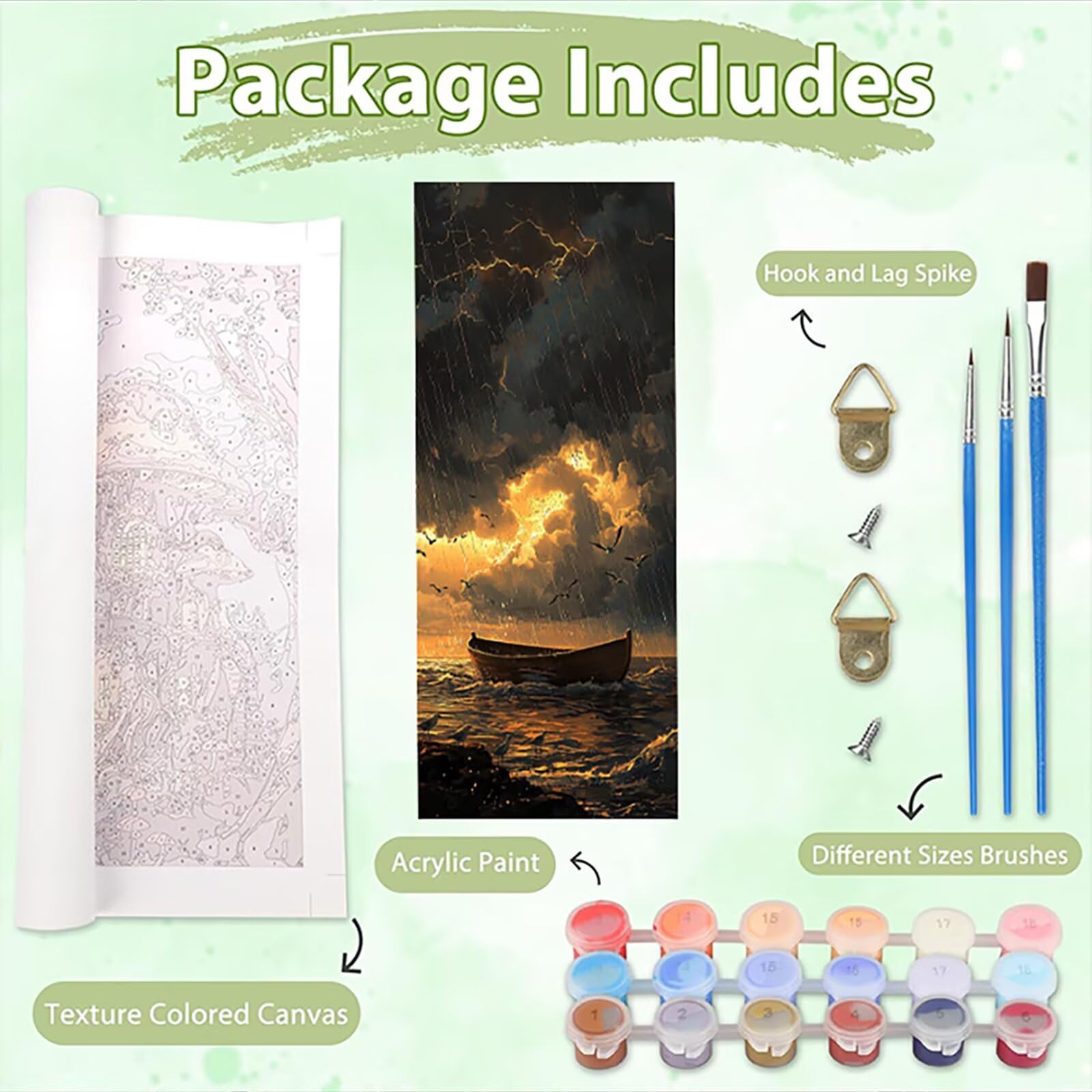 Malen Nach Zahlen 50x150cm Leinwand Schiff Malen Nach Zahlen Erwachsene mit Ohne Rahmen, DIY Kreativ Set für Erwachsene mit Pinseln und Acrylfarbe, Deko Übernatürlich. Landschaft Geschenk, P0M-779