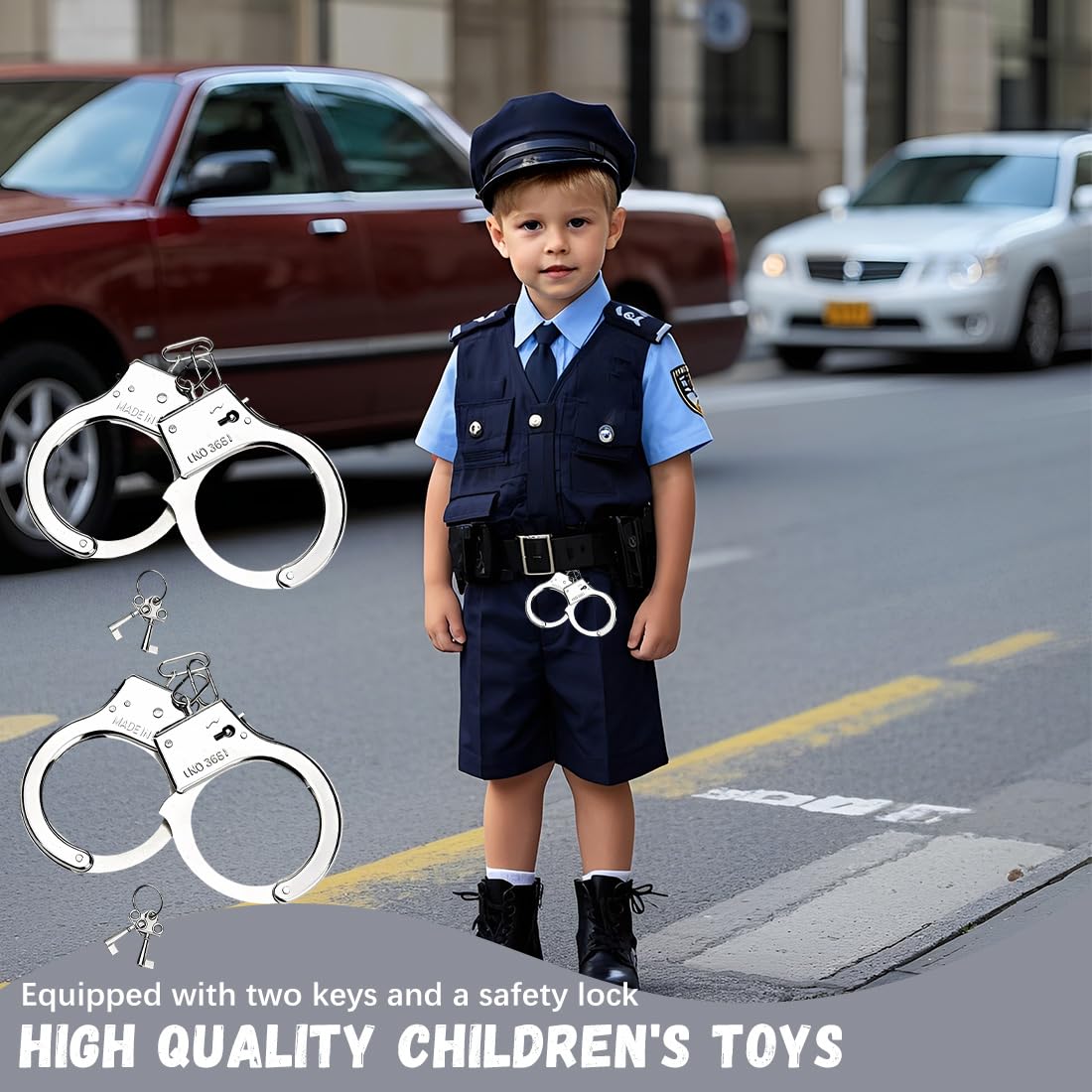 2 Pezzi Manette Giocattolo Bambini Con Chiave, Accessori per Costumi da Polizia, Manette Della Polizia Giocattolo per Bambini, Regalo per Giochi Di Ruolo Sicuri