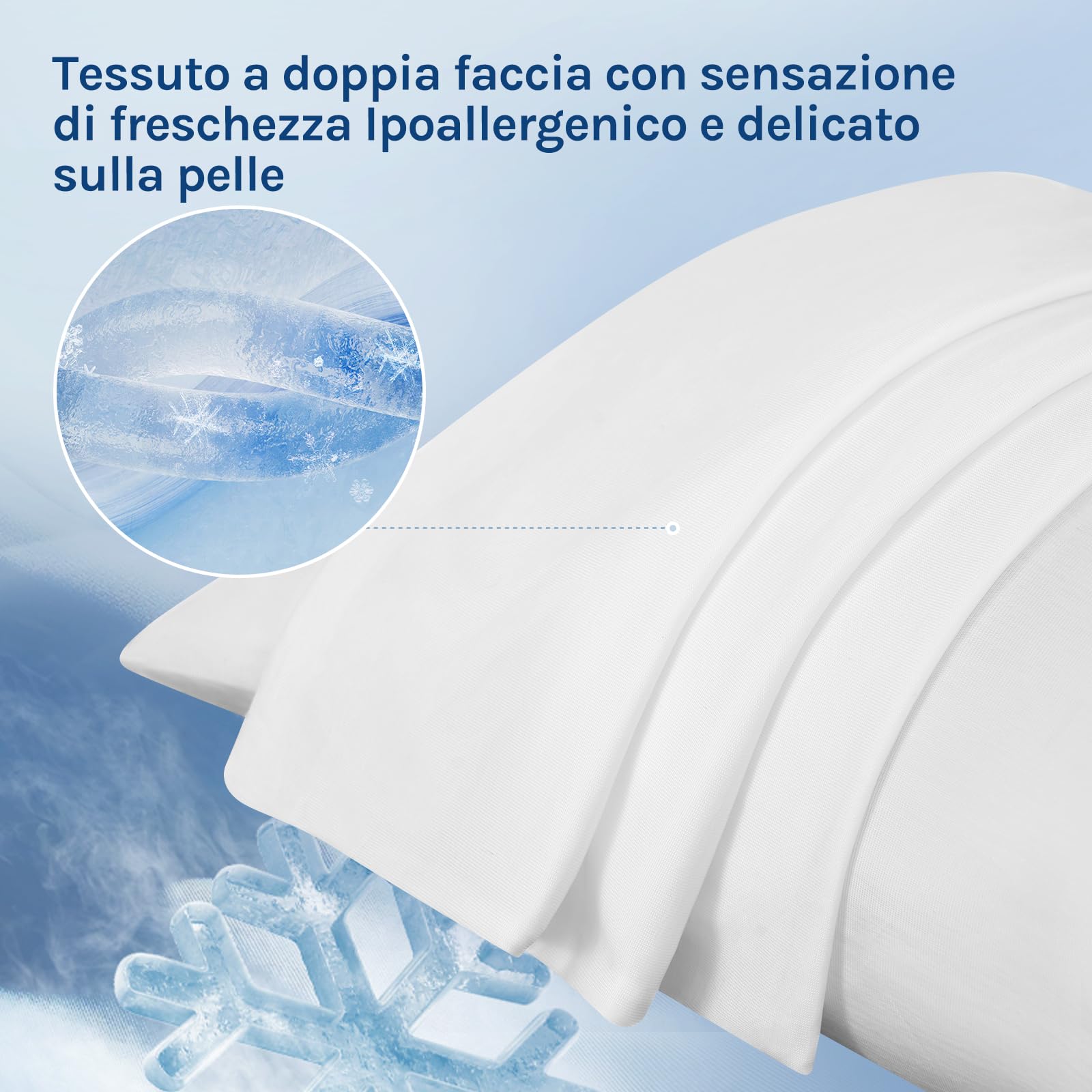 WOLTU Federe Cuscino Rinfrescanti 2 Pezzi, Doppia Faccia Termo-Regolante con Tecnologia Arc-Chill, Federe Antisudore Notte, Zip Nascosta e Tessuto Traspirante, Lavabile in Lavatrice 40x80cm Bianco