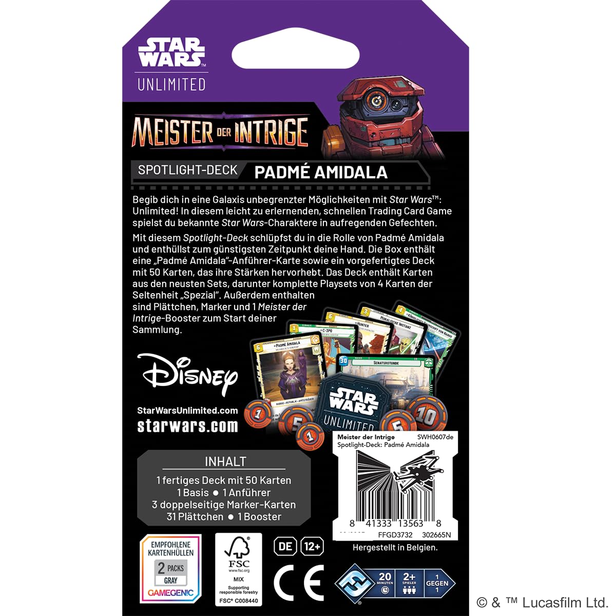Asmodee - FFG - Star Wars: Unlimited Trading Card Game - Mistrz Intrygi - Spotlight Deck Padmé Amidala, ekskluzywne karty, TCG dla dzieci i dorosłych, wiek 12+, 2+ graczy, 20 minut, niemiecki