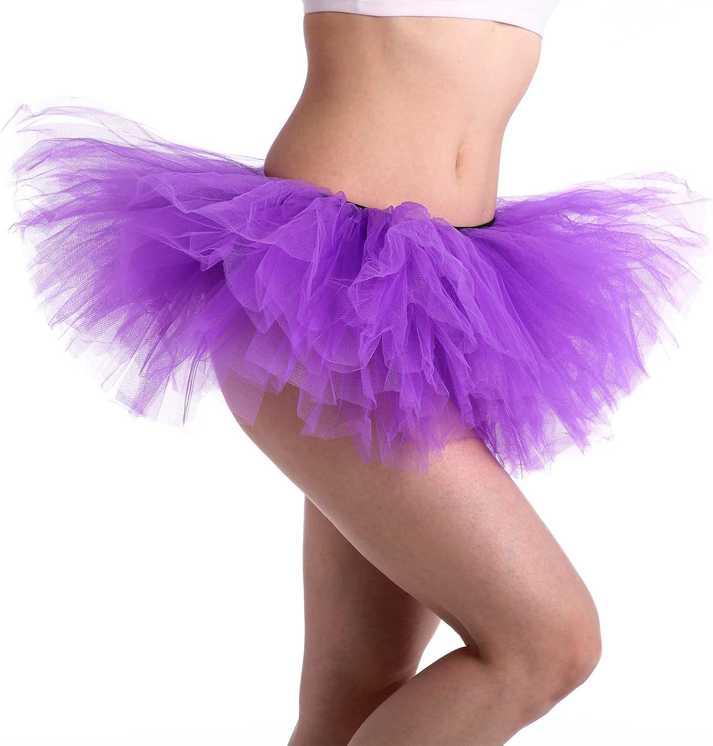 Phantomon Tutu Skirt Women's Teens Elastic 5 Layered Tulle Skirts Ultra Fluffy - Image 2