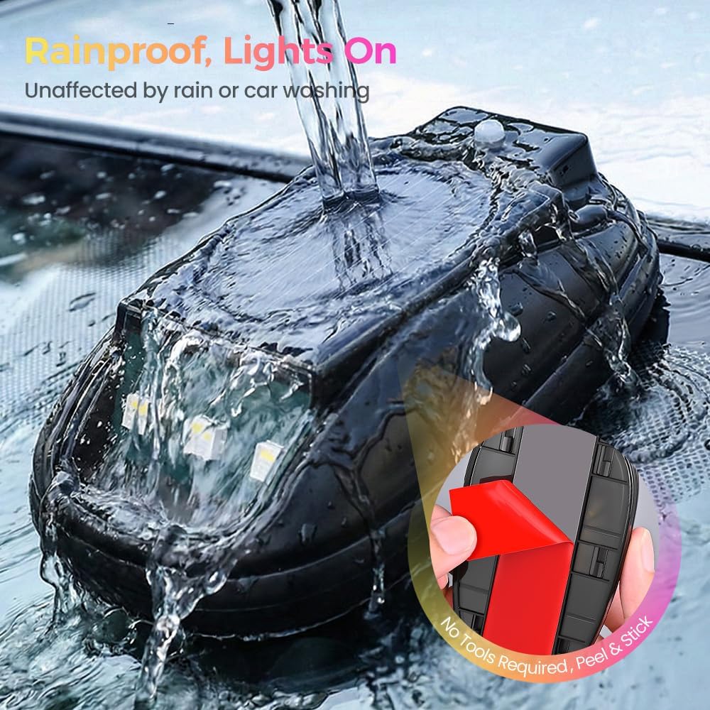 Solar Powered Cab Lights,2026 New Car Roof RGB Strobe Light with Remote Control,Wireless No Drill Roof LED Marker Light,Solar Powered Clearance Lights for Motorcycle Vehicle Truck (Light/5pcs)