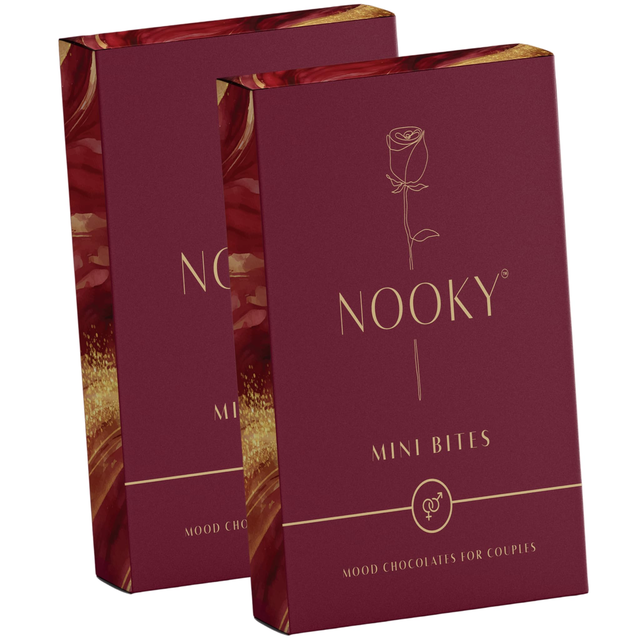 NOOKY MINI BITES for Men and Women | Premium Mood-Uplifting Dark Chocolate and FREE Saucy Scratch Card | Vegan & Gluten-Free Delight (Set of 2)