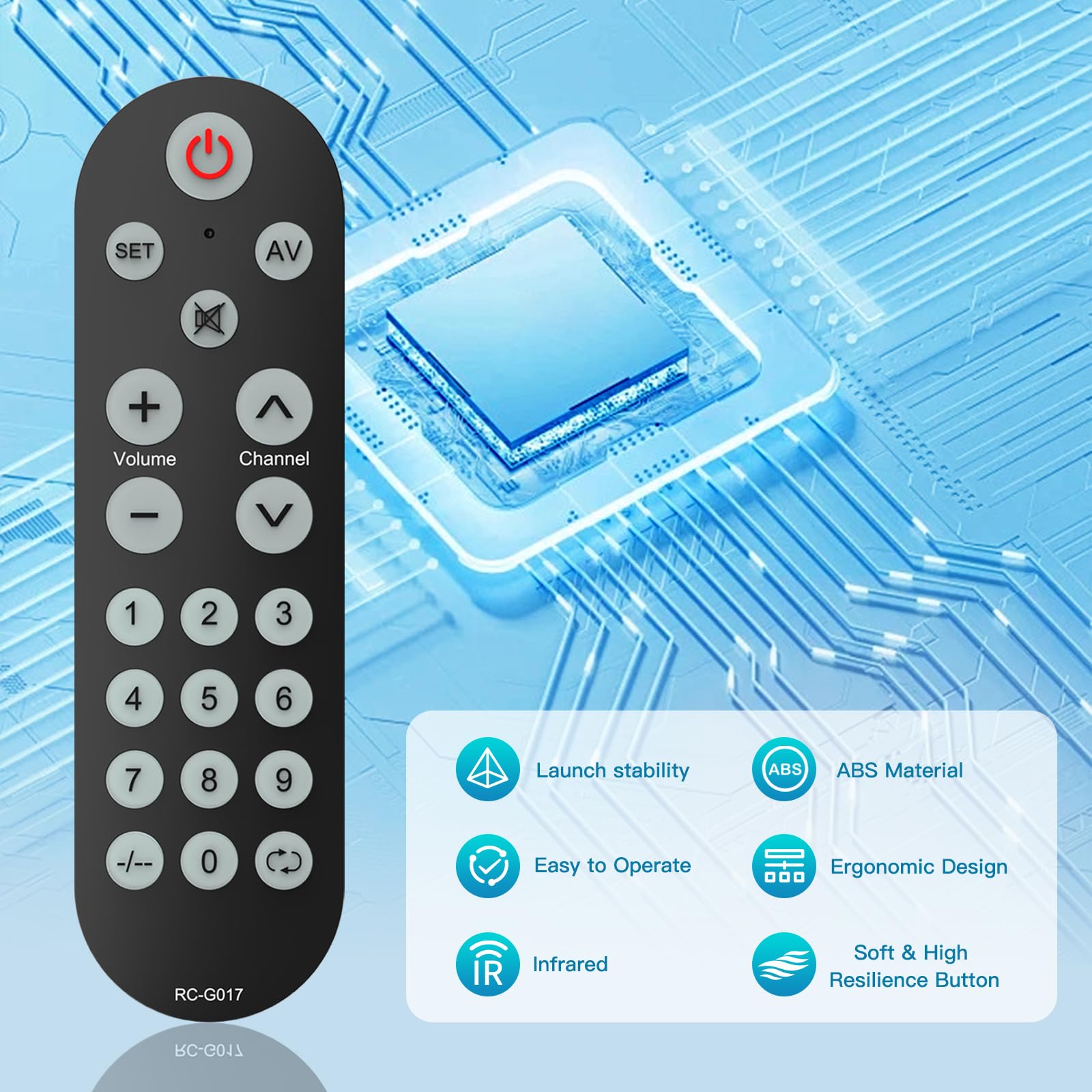 Mando a distancia universal con botón grande para televisores inteligentes Samsung, Vizio, Lg, Sony, Sharp, Roku, Apple TV, TCL, Panasonic