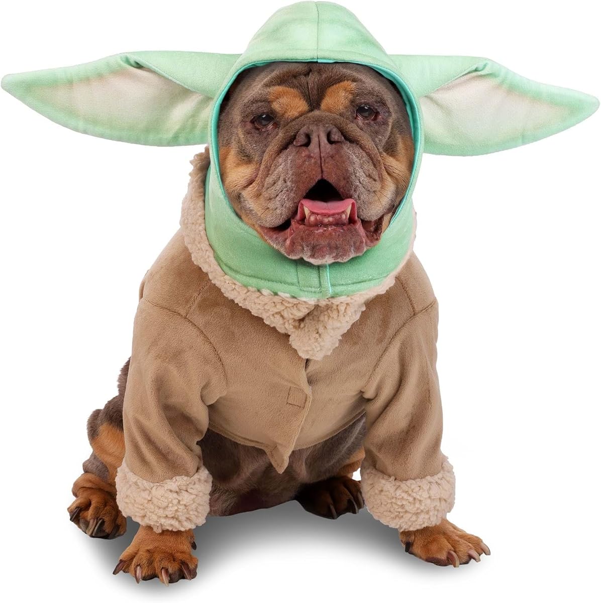 Disfraz de mascota Grogu de Star Wars | Conjunto de dos piezas con chaqueta y tocado de orejas verdes The Mandalorian Dog Outfit S