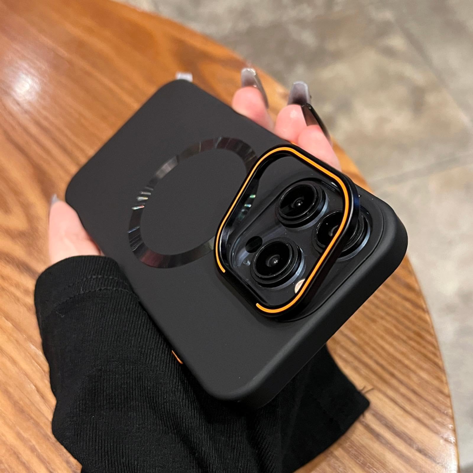 Étui magnétique pliable rigide protégeant l'objectif iPhone 15 Plus - 6