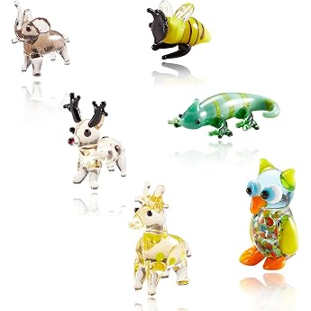 Pack of 6 6 Style Crystal Figures Collectibles Flamingo Ornament Miniature Mouth-Blown Art for Home Garden Decorations Creative Gifts