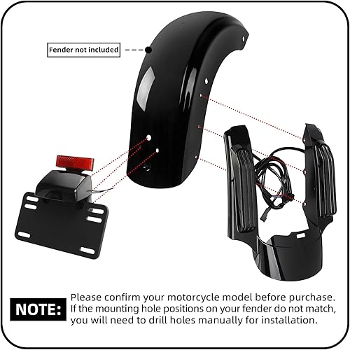 Miniatura 7 de TCT-MOTORPARTS Luz LED para guardabarros traseros para Harley Touring Road King Street Glide Electra CVO Street Road Glide Ultra Limited FLHTK