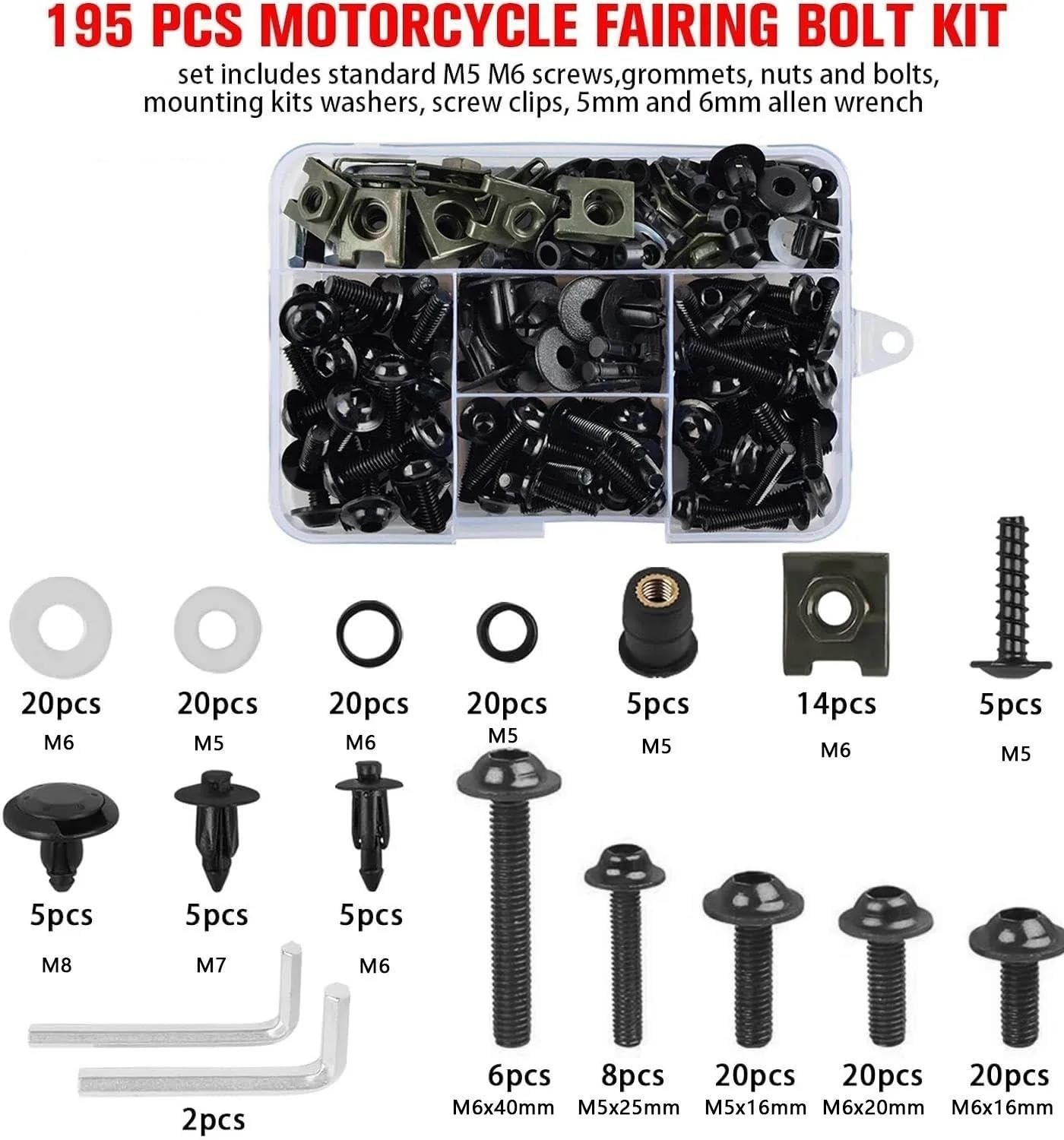 オートバイ に適合する フェアリングボルト ネジキット ナットクリップ バイクアクセサリー アクセサリー(金)