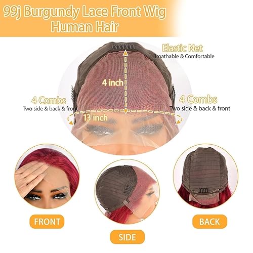 Miniatura 9 de Pelucas de cabello humano brasileño, liso, virgen, para mujeres afroamericanas, 150 % densidad, con cierre de encaje frontal 4x4, con pelillos y