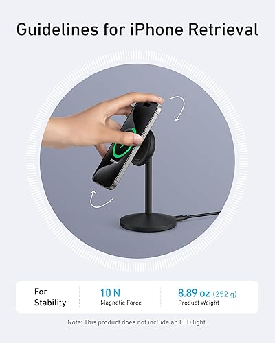 Miniatura 7 de Anker MagGo - Soporte compatible con cargador MagSafe para iPhone 17, estación de carga inalámbrica magnética rápida de 15 W, cargador inalámbrico