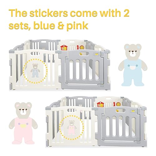 Miniatura 13 de Kidzone Corralitro interactivo para bebés u niños 8 Paneles con Puertas de Seguridad Centro de Juego de niños para el Hogar Certificado ASTM Azul-