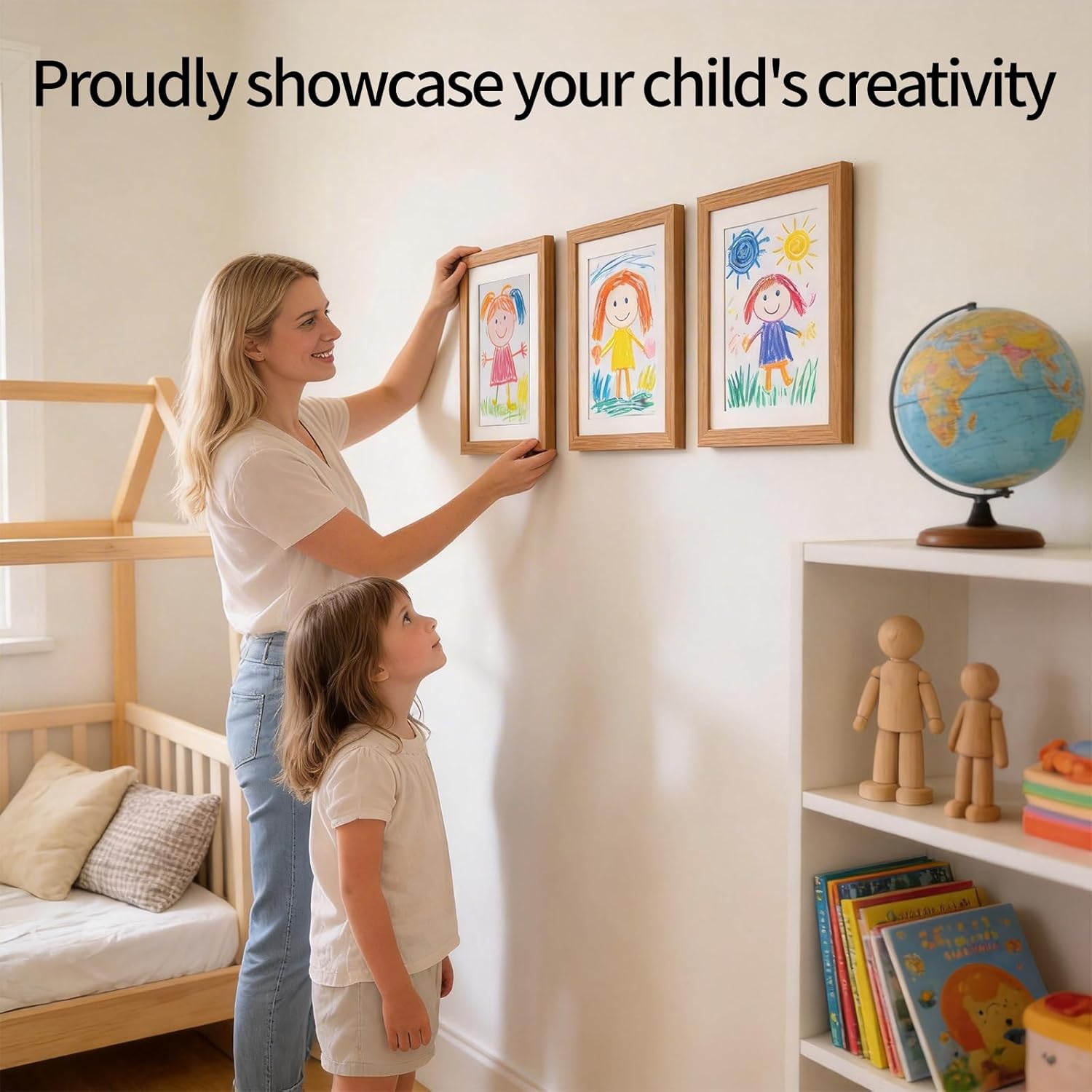 Kids Art Frames 2 Pack – 8.5x11 Front-Opening Picture Frame Holds 100+ Artworks - 8.5x11 Without Mat – Display Children’s Artwork & Crafts, 3D Pictures, Crafts, Hanging Arts - Wooden