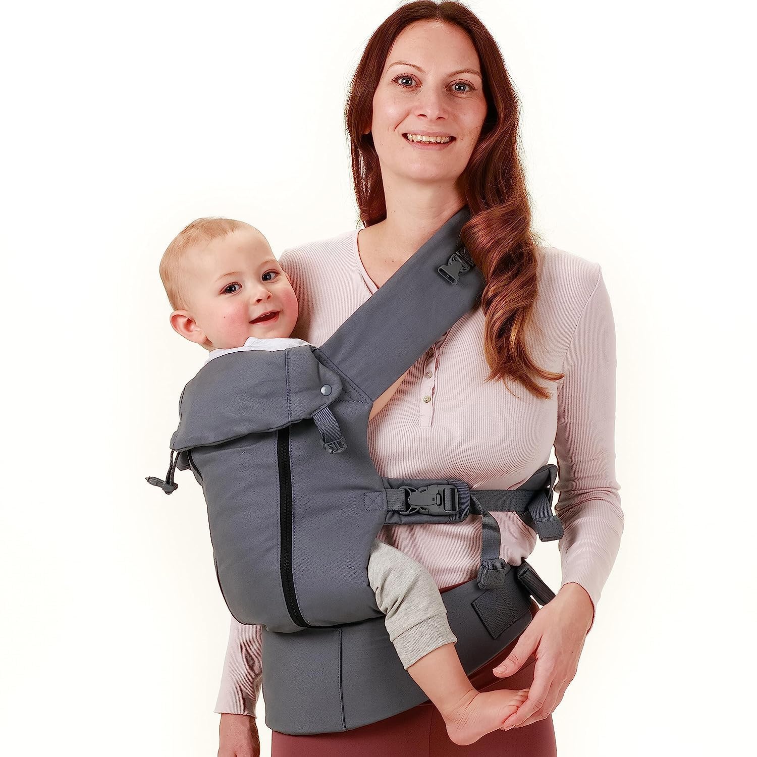 Beco 8 Babytrage Neugeborene ab Geburt bis Kleinkind - Cool Hybrid Baby Trage mit verstellbarem Sitz - Babytrage ab Geburt - Ergonomischer Baby Tragegurt & Baby Carrier - 3-20 kg (Dunkelgrau)