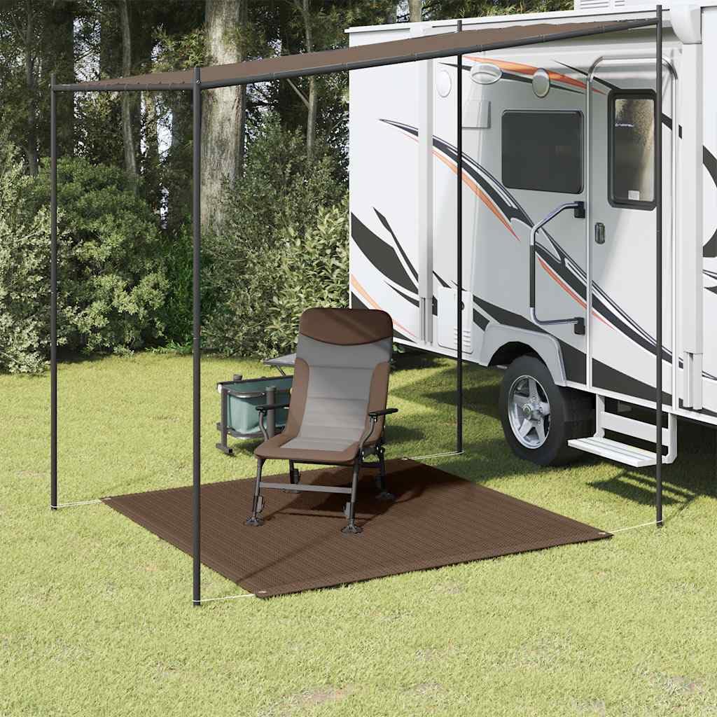 Tappeto per tenda marrone, 250 x 250 cm, in polietilene ad alta densità con occhielli integrati, resistente alle intemperie e traspirante, per campeggio, attività all'aperto, trekking e