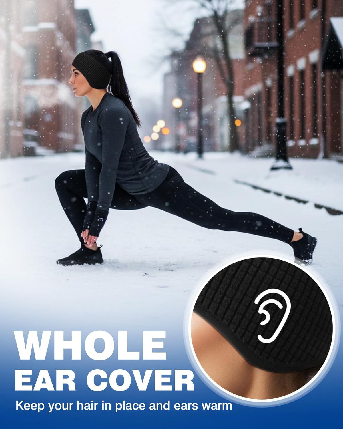 2 Pcs Winter Ear Warmers for Women Men Ear Cover Fleece Earmuff Running Headband for Cold Weather Running Cycling Ski(Black) - Image 4