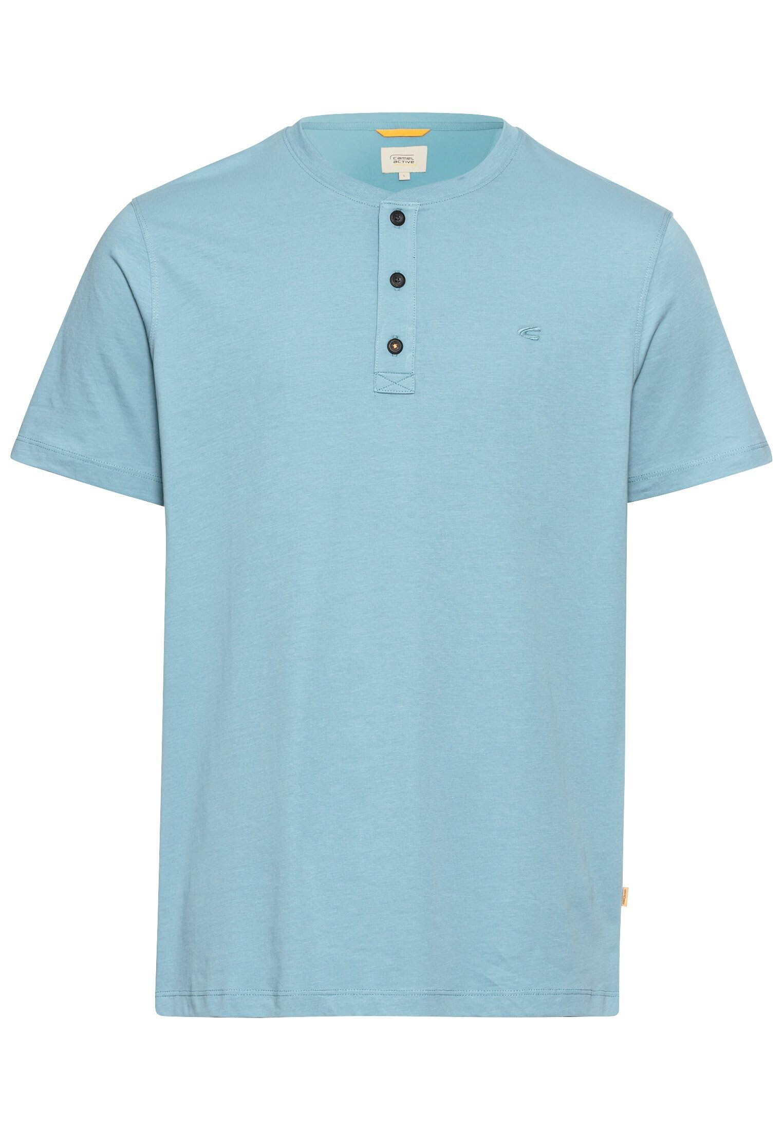 camel active Men's Herren Kurzarm Henley T-Shirt mit Knopfleiste Blau, Menswear-XL, Blue