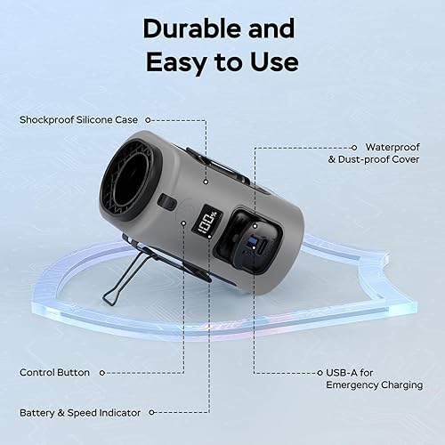 Miniatura 7 de AMACOOL Mini ventilador de cintura portátil con clip, 13,000 rpm, 4 velocidades, ventilador de cuello personal, hasta 24 horas de duración de la